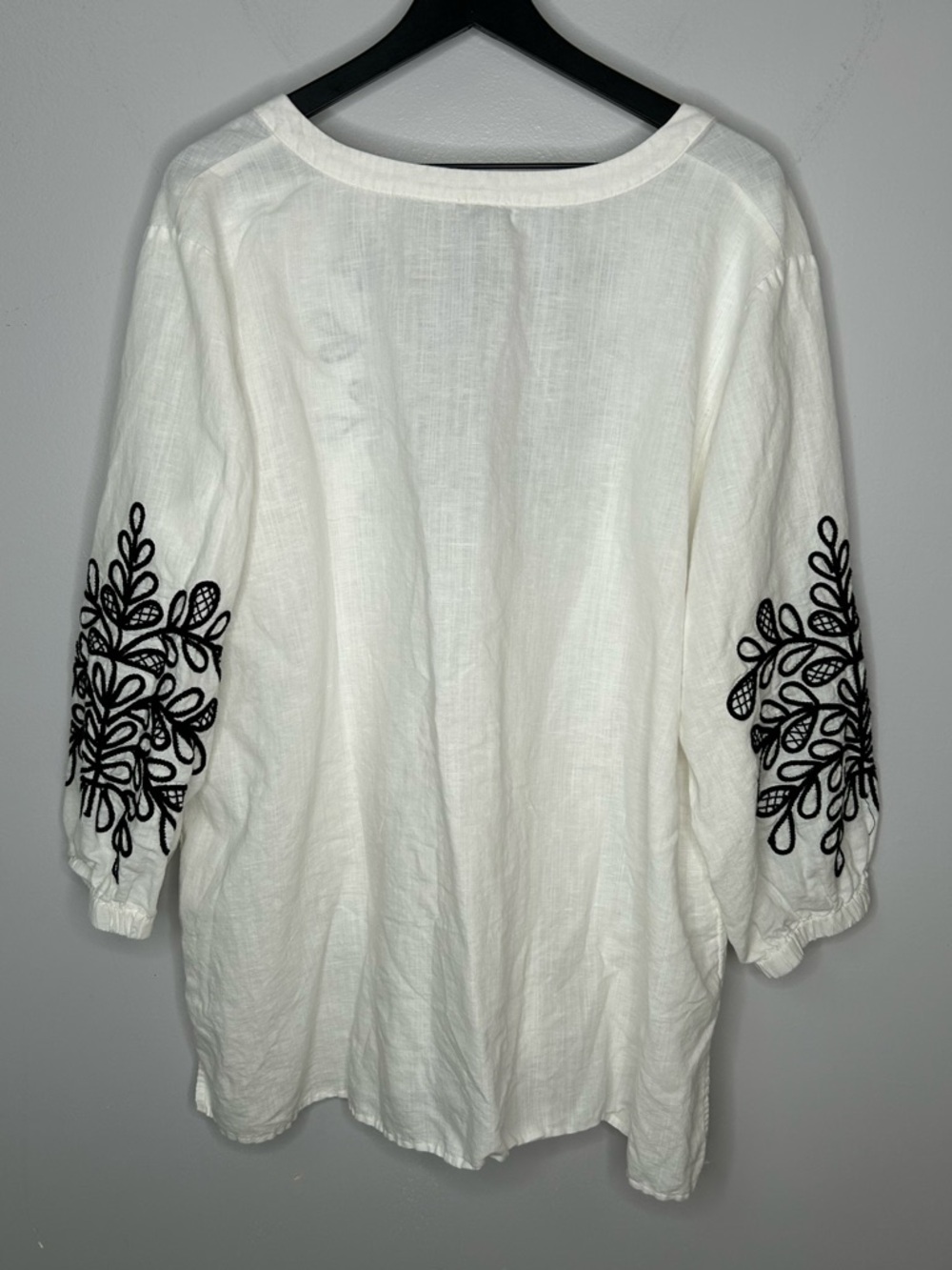 Talbots Black and White Embroidered Linen Cotton Tunic Size 3X - Picture 3 of 10